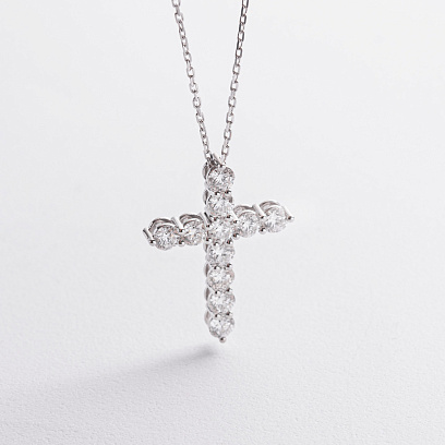 Золотое колье "Крестик" с бриллиантами 747091121
