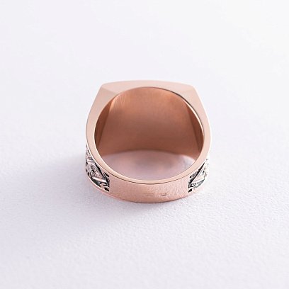 Золотая печатка с ониксом и фианитами к05456 №7