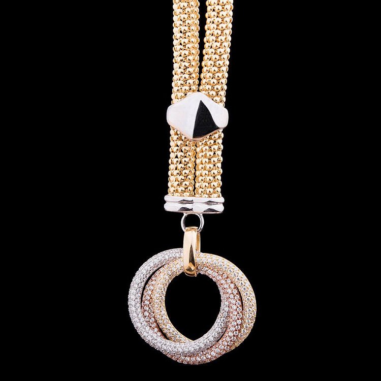 Эксклюзивное золотое колье с фианитами(45 см) кол00565 от ювелирного магазина Оникс - 2