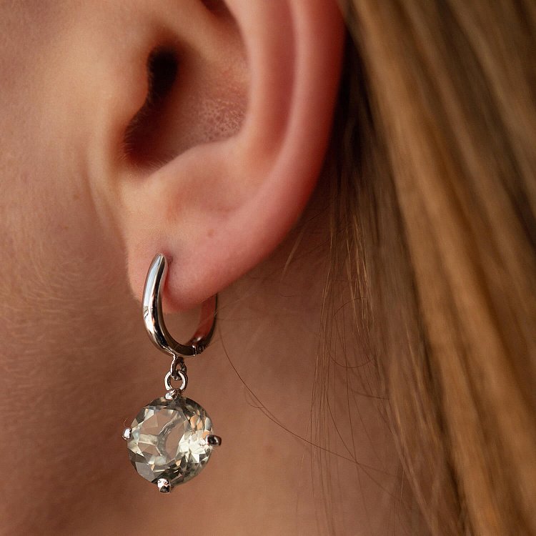 Золотые серьги "Влечение" с зеленым аметистом с05292 от ювелирного магазина Оникс - 5