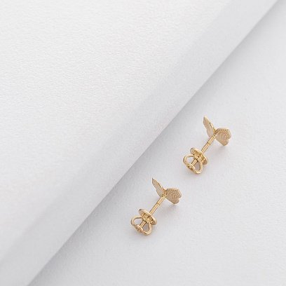 Золотые серьги-пусеты с бабочками с06226 №5