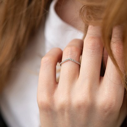 Каблучка "Особлива" з фіанітами (біле золото) к07218 №2