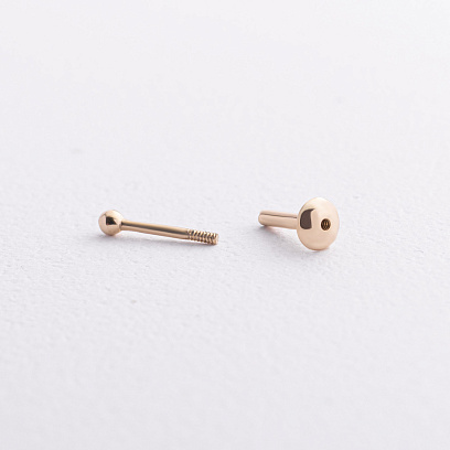 Одиночная серьга "Шарик" в хрящ ушка (желтое золото) mini 1642ж №2