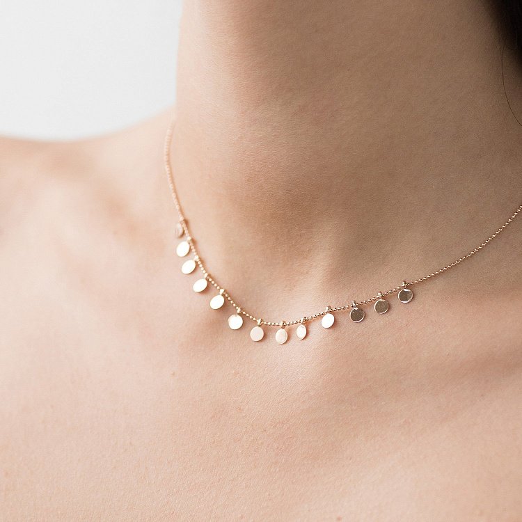 Колье "Монетки" в красном золоте кол01415 от ювелирного магазина Оникс - 2