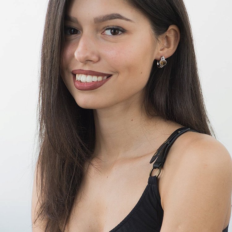 Золотые серьги с кварцом и бриллиантами с633 от ювелирного магазина Оникс - 3