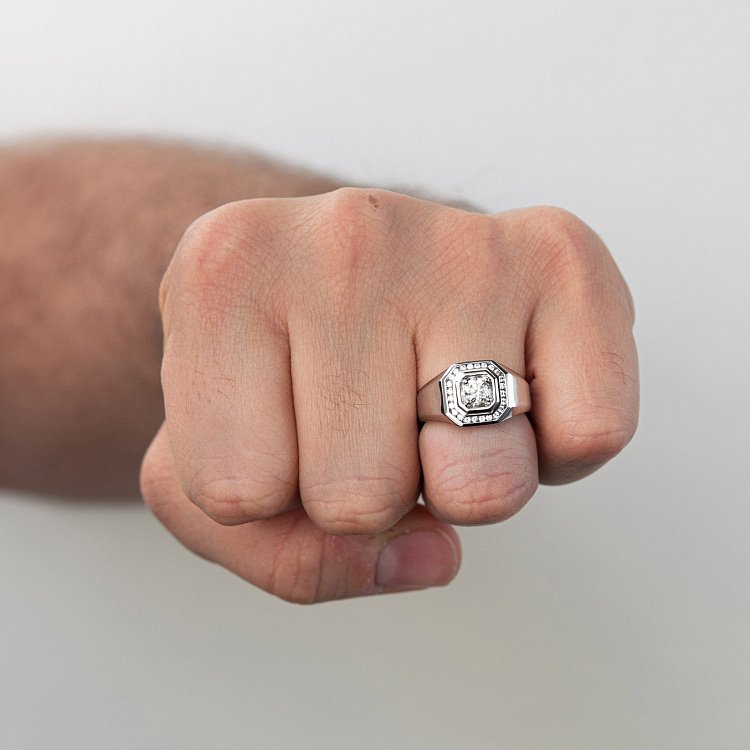 Чоловіча золота печатка з діамантами кб0379nl від ювелірного магазину Онікс - 1