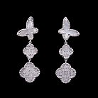 Срібні сережки "Метелики і клевер" з перламутром і фіанітами 121735 от ювелирного магазина Оникс - 2