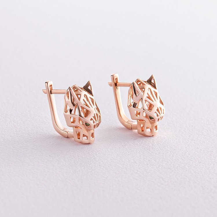 Золоті сережки "Пантери" с07740 від ювелірного магазину Онікс