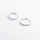 Серебряные серьги - кольца с фианитами 902-01062 от ювелирного магазина Оникс - 1