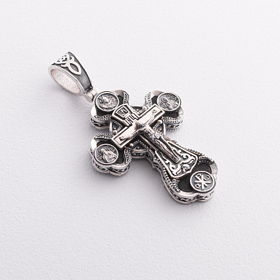 Серебряный крест "Иисус Христос. Дева Мария" с эбеновым деревом 1850