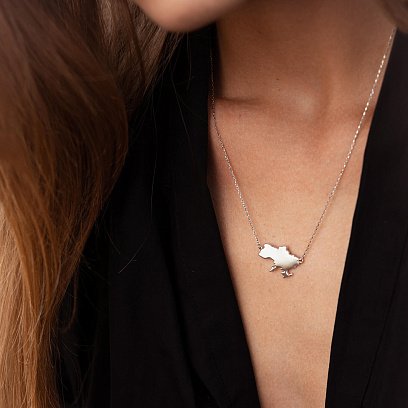 Колье "Моя Украина" в белом золоте (возможна гравировка) кол02250 №5