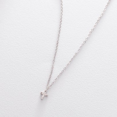 Серебряное колье с крестиком (фианит) 18837