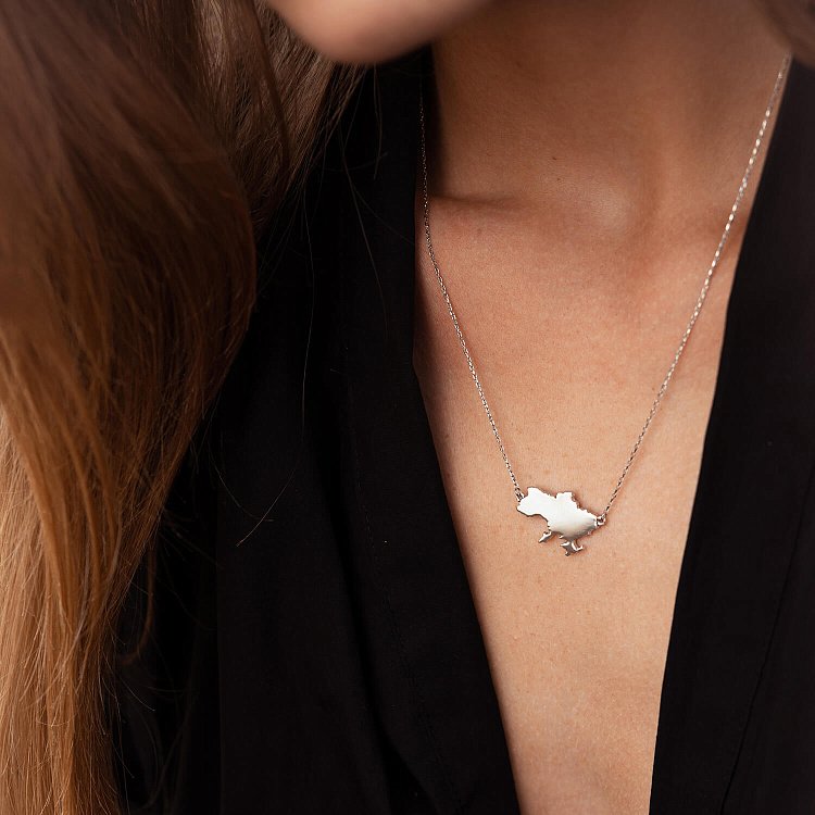 Колье "Моя Украина" в белом золоте (возможна гравировка) кол02250 от ювелирного магазина Оникс - 4