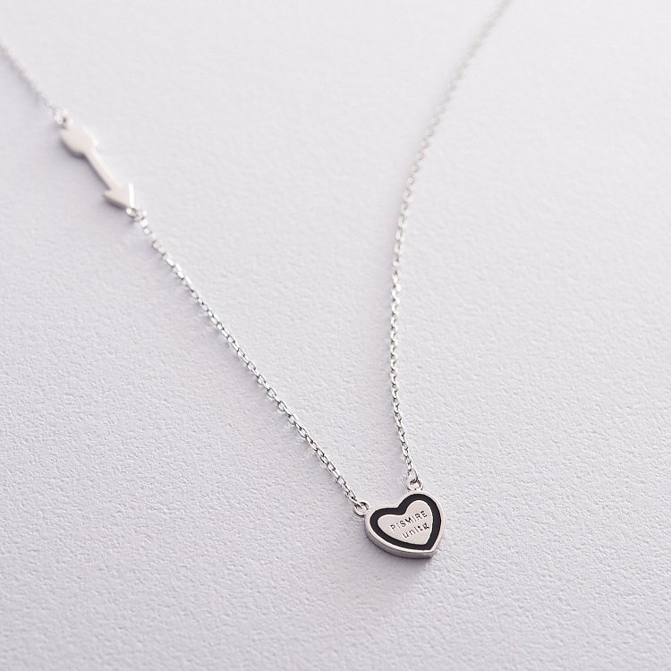 Серебряное колье "Сердце и стрела" 18953 от ювелирного магазина Оникс - 2