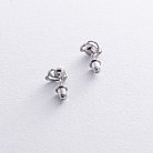 Срібні сережки - пусети (культ. прісн. перли, фіаніт) 12645 от ювелирного магазина Оникс - 4