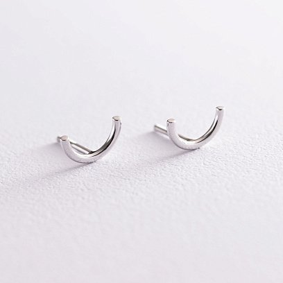 Сережки - пусети "Дуга" в білому золоті с07076 №5