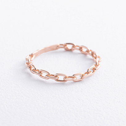 Кольцо "Цепочка" в красном золоте к08498 №2