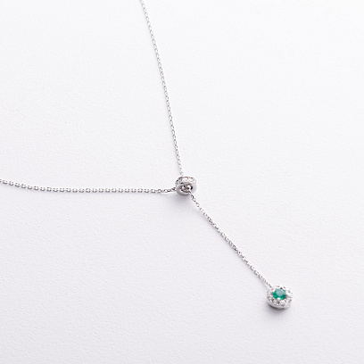 Золотое колье - галстук с изумрудом и бриллиантами колб0197mi