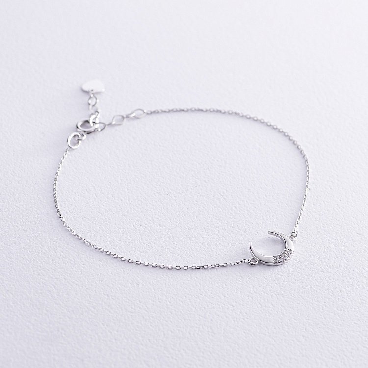 Браслет "Лунниця" у білому золоті (фіаніти) б05095 від ювелірного магазину Онікс