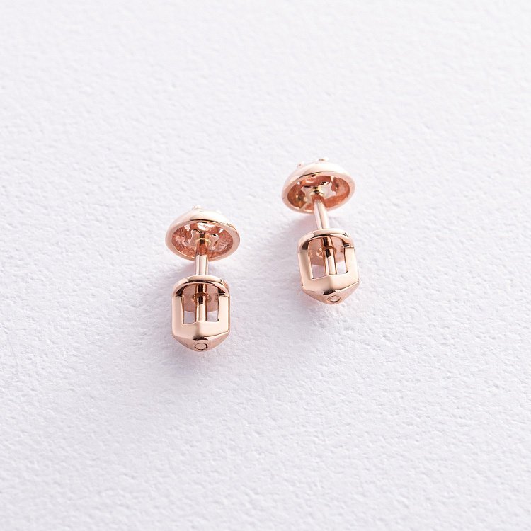 Серьги - пусеты с фианитами (красное золото) с01414 от ювелирного магазина Оникс - 3