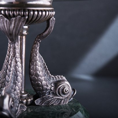 Фруктовниця "Дельфіни" зі срібла і мармуру, ручна робота сер00003 №5