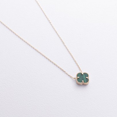 Колье "Клевер" в желтом золоте (малахит) кол01660 №3