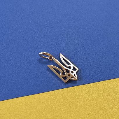 Золотой кулон "Герб Украины - Тризуб" п03703 №3