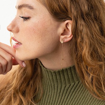 Серьги - протяжки "Герб Украины - Тризуб" (красное золото) с08093 №5