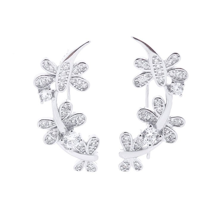 Срібні сережки "Метелики" (фіаніт) 122466 від ювелірного магазину Онікс