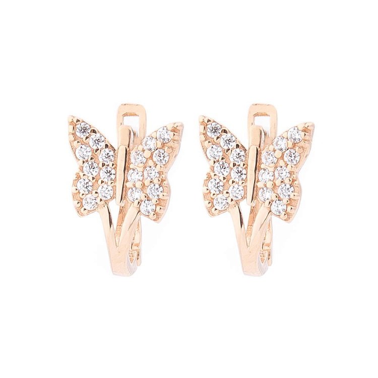 Золотые серьги "Бабочки" с фианитами с04581 от ювелирного магазина Оникс