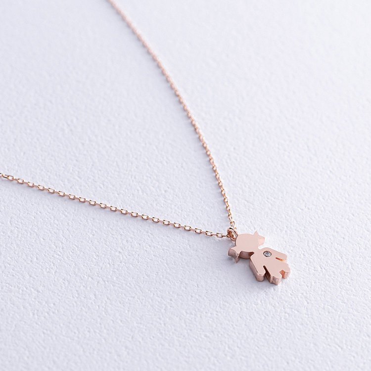 Кольє "Дівчинка" у червоному золоті (фіаніт) кол02200 від ювелірного магазину Онікс