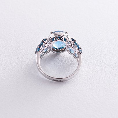 Золота каблучка (топази, діаманти) кб0679gm №4