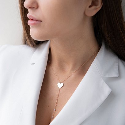 Колье "Сердце" в красном золоте (фианит) кол01680 №2