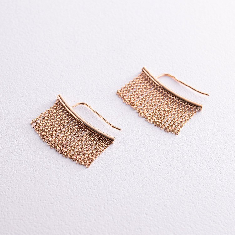 Золоті сережки - клаймбери "Камілла" з ланцюжками с07965 від ювелірного магазину Онікс