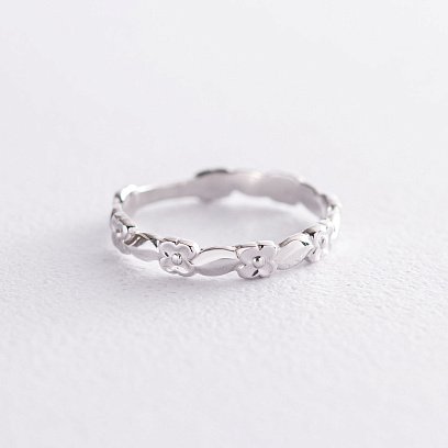 Каблучка "Вінок з квітів" в білому золоті к06729