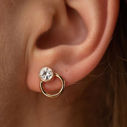 Сережки - пусети "Ейпріл" з фіанітами (червоне золото) с08232 №2