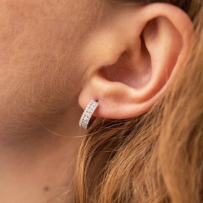 Золотые серьги - кольца с бриллиантами сб0447nl №8