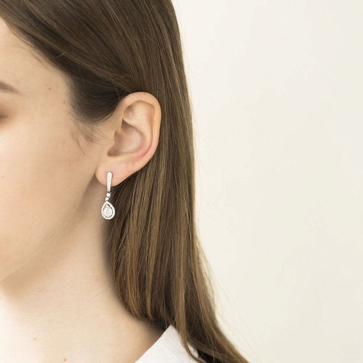 Золоті сережки "Крапельки" (діамант) сб0217pa від ювелірного магазину Онікс - 3