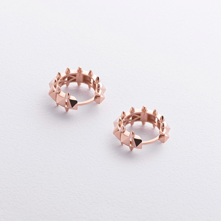 Серьги - кольца "Tamila" в красном золоте с09369 от ювелирного магазина Оникс - 1