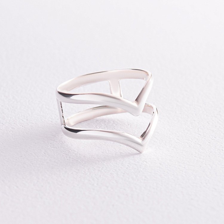 Подвійна срібна каблучка 112656 від ювелірного магазину Онікс - 3