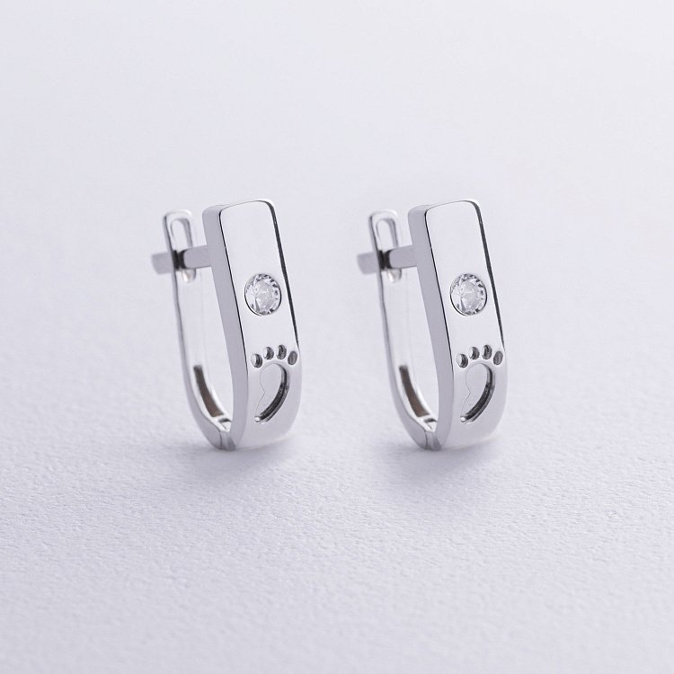 Золоті сережки "Ніжки немовляти" (фіаніти) с08647 від ювелірного магазину Онікс