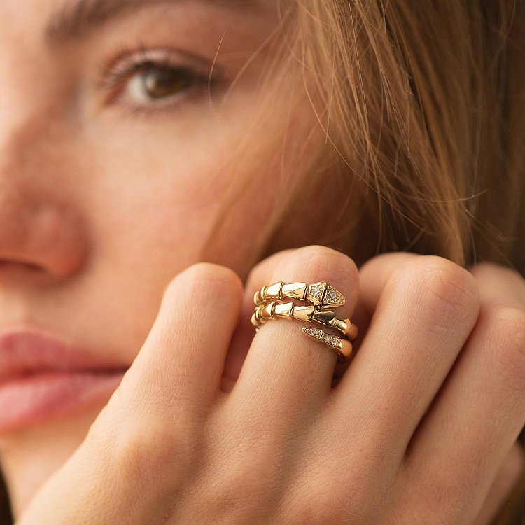 Кольцо "Змея" в желтом золоте (фианиты) к08069 от ювелирного магазина Оникс - 6