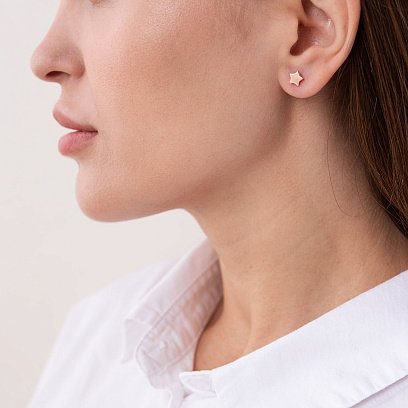 Золотые серьги-пусеты "Звездочки" с06046 №6