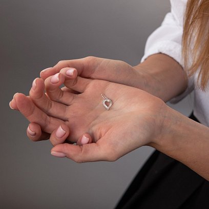 Срібна підвіска "Сердечко" (фіаніт) 131280 №2