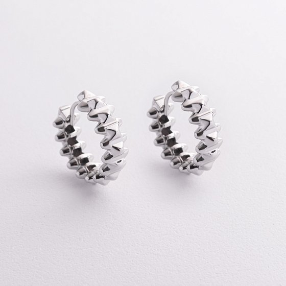 Серьги - кольца "Gemma" в белом золоте с08704
