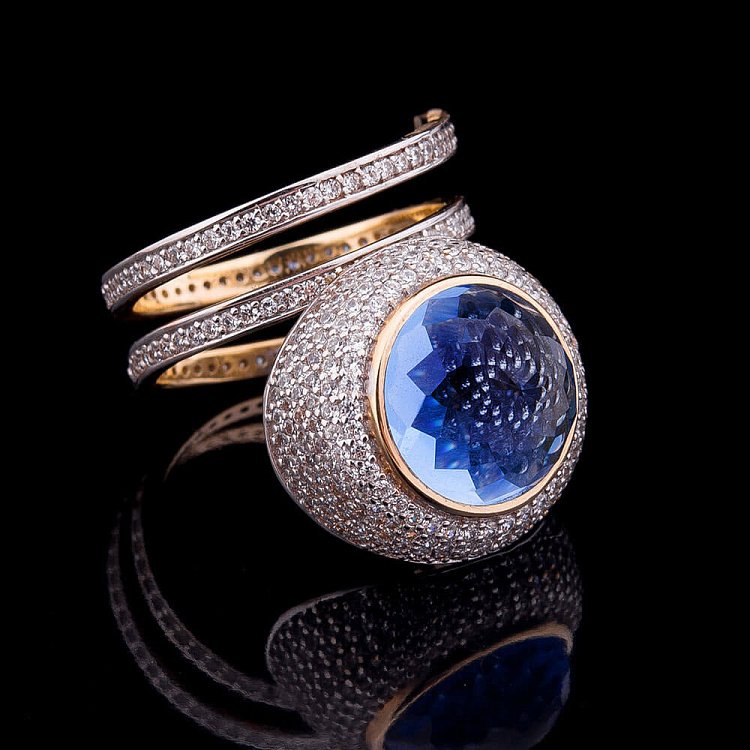 Ексклюзивна каблучка з фіанітами к03874 від ювелірного магазину Онікс