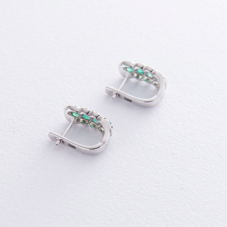 Золоті сережки з смарагдами і діамантами MR14882Egm від ювелірного магазину Онікс - 2