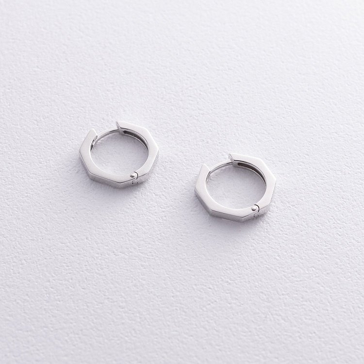 Серьги - кольца "Геометрия" в белом золоте с08541 от ювелирного магазина Оникс - 2