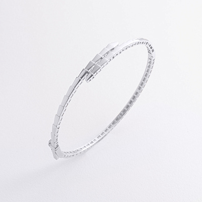 Жесткий браслет "Змея" в белом золоте б05626