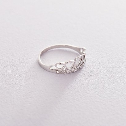 Золотое кольцо "Корона из сердец" (фианит) к06272 №3
